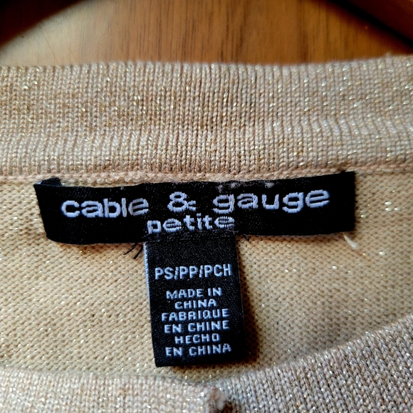 Cable & Gauge Gold Sparkly Cardigan with Diamond Buttons - Picture 5 of 6